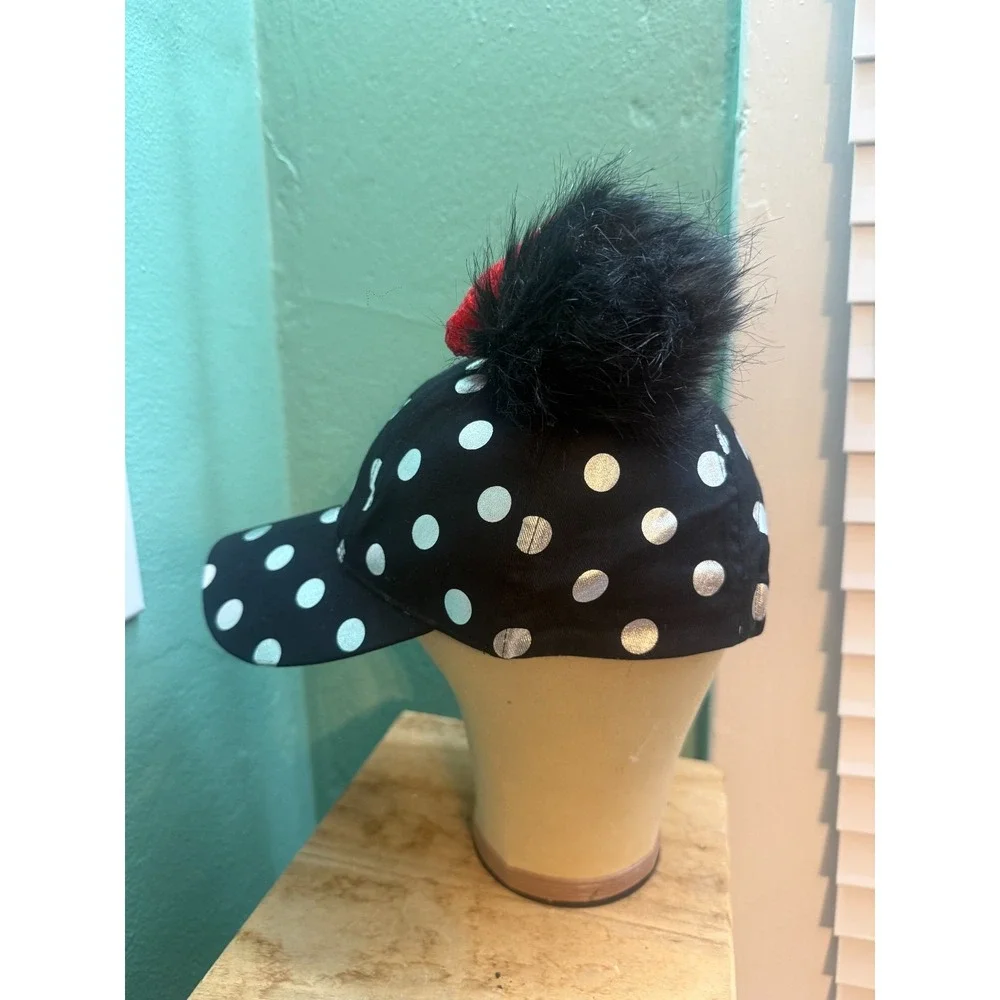 Disney Parks Minnie Mouse Fuzzy Ears Trucker Hat Cap Adjustable Red Bow
